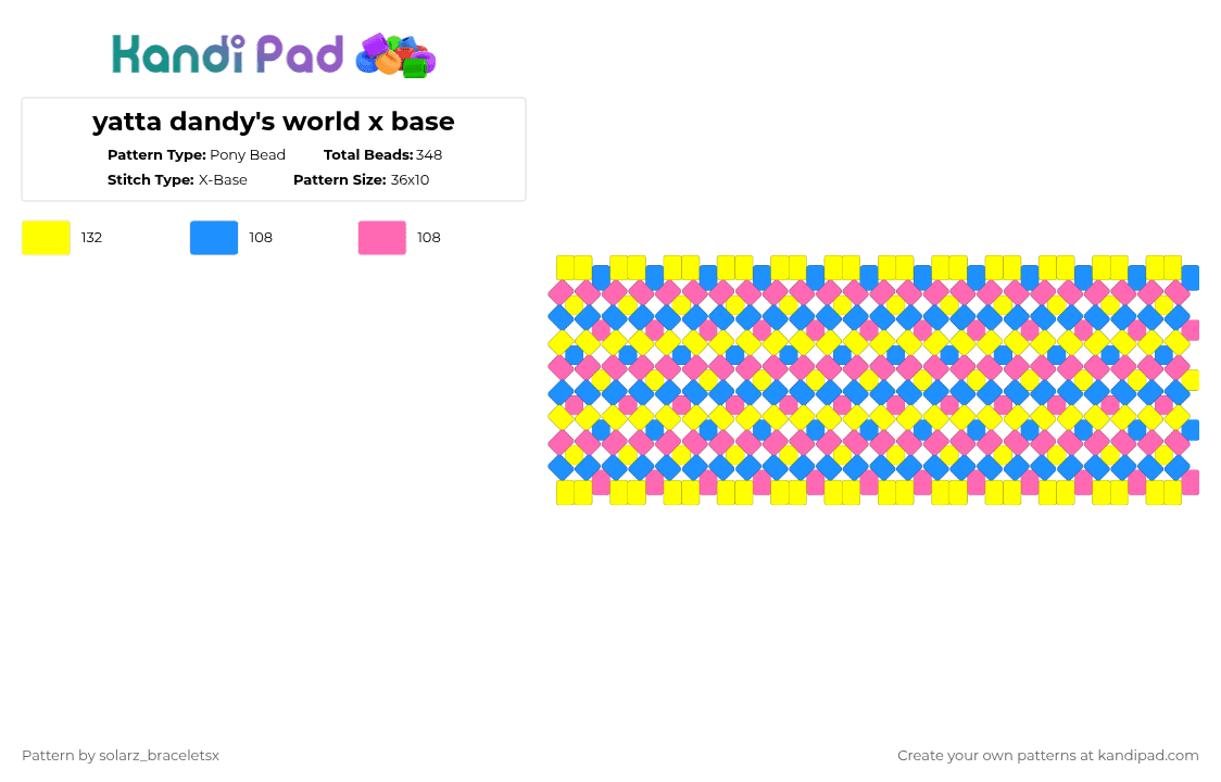 yatta dandy\'s world x base - Pony Bead Pattern by solarz_braceletsx on Kandi Pad - yellow