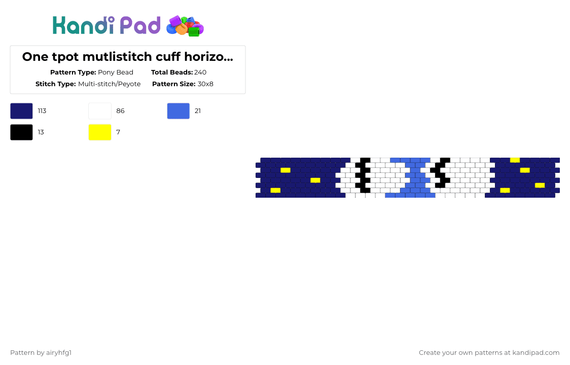 One tpot mutlistitch cuff horizontal - Pony Bead Pattern by airyhfg1 on Kandi Pad - purple