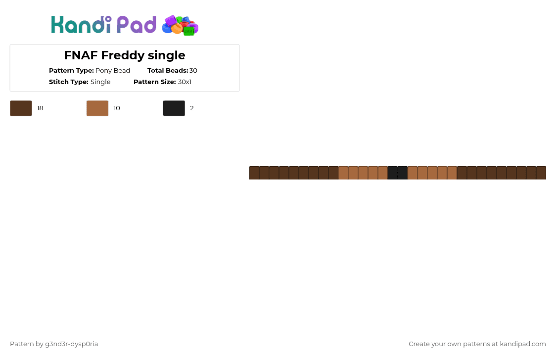 FNAF Freddy single - Pony Bead Pattern by 3nn3r-4ft0n on Kandi Pad - brown,tan,single,fnaf