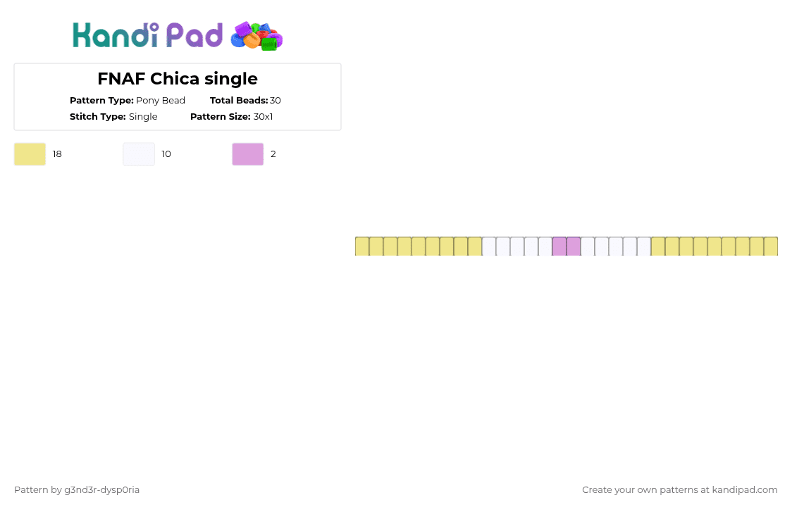 FNAF Chica single - Pony Bead Pattern by 3nn3r-4ft0n on Kandi Pad - yellow,single,fnaf