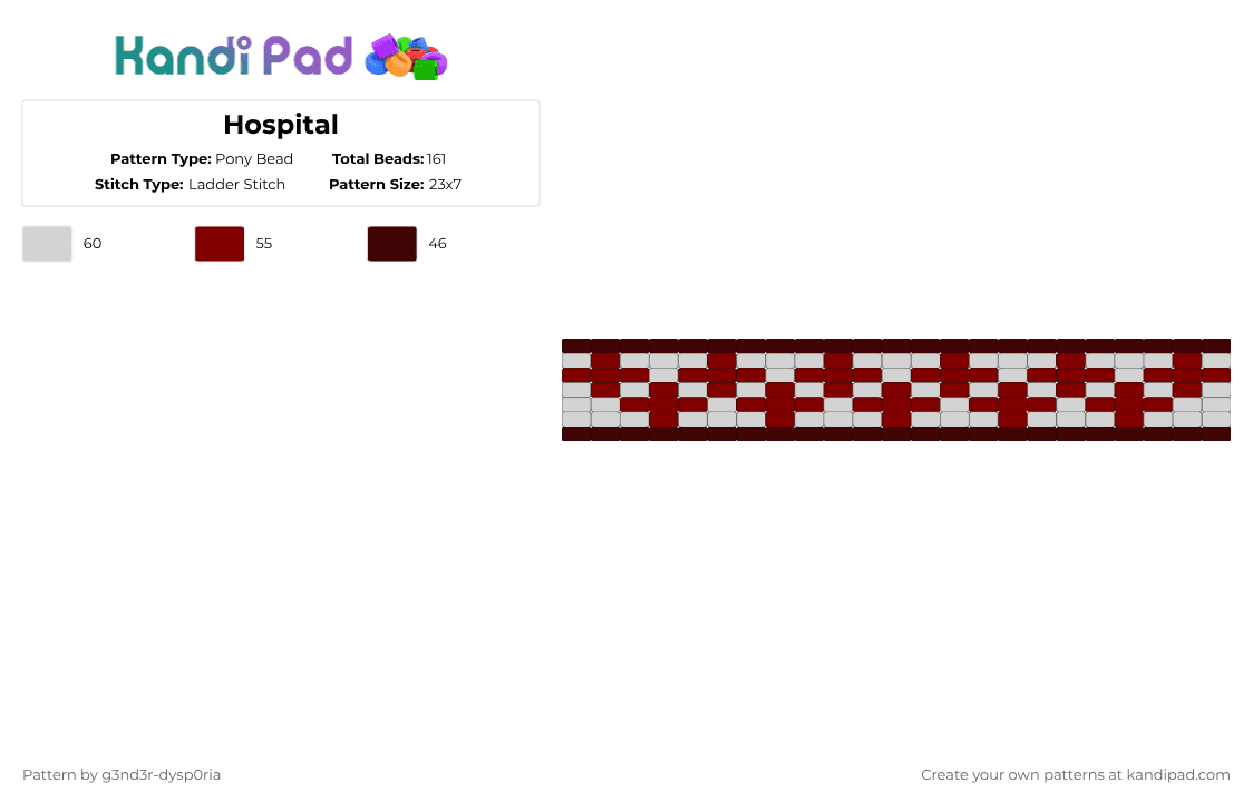 Hospital - Pony Bead Pattern by 3nn3r-4ft0n on Kandi Pad - brown,white,cotdhospitals