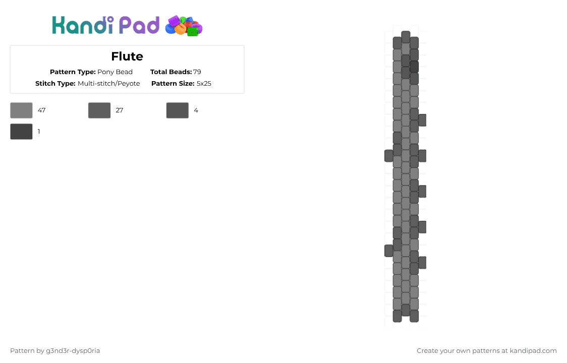 Flute - Pony Bead Pattern by 3nn3r-4ft0n on Kandi Pad - gray