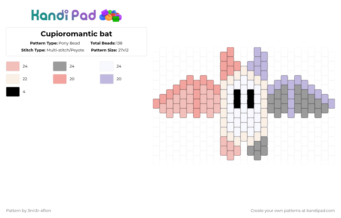 Cupioromantic bat - Pony Bead Pattern by 3nn3r-4ft0n on Kandi Pad - beige