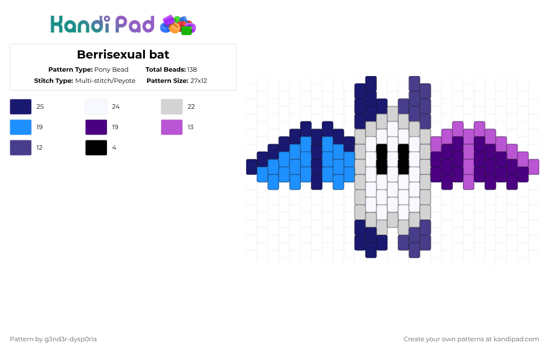 Berrisexual bat - Pony Bead Pattern by 3nn3r-4ft0n on Kandi Pad - purple