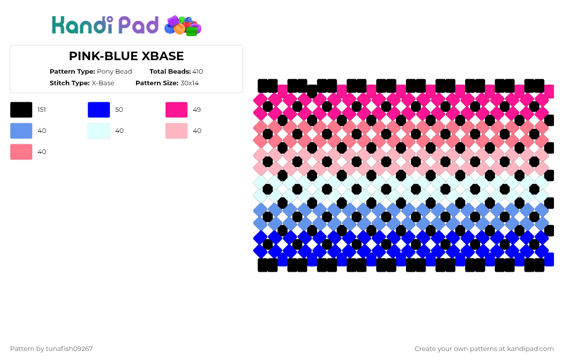 PINK-BLUE XBASE - Pony Bead Pattern by tunafish09267 on Kandi Pad - pink