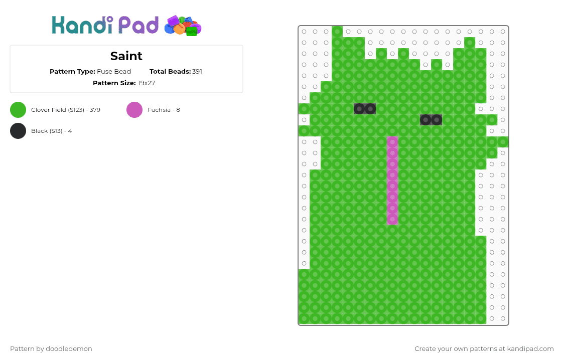 Saint - Fuse Bead Pattern by doodledemon on Kandi Pad - green,rainworld