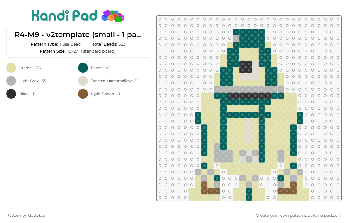 R4-M9 - v2template (small - 1 panel) - Fuse Bead Pattern by datteber on Kandi Pad - star wars,r4m9,scifi,movies,robots,droids