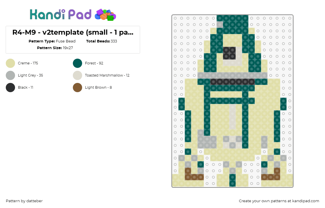 R4-M9 - v2template (small - 1 panel) - Fuse Bead Pattern by datteber on Kandi Pad - star wars,r4m9,scifi,movies,robots,droids