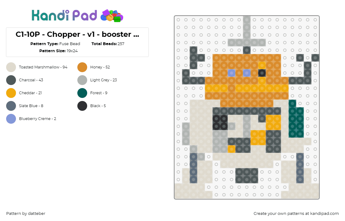 C1-10P - Chopper - v1 - booster 3rd leg (small - 1 panel) - Fuse Bead Pattern by datteber on Kandi Pad - star wars,c110p,chopper,movies,scifi,robots,droids