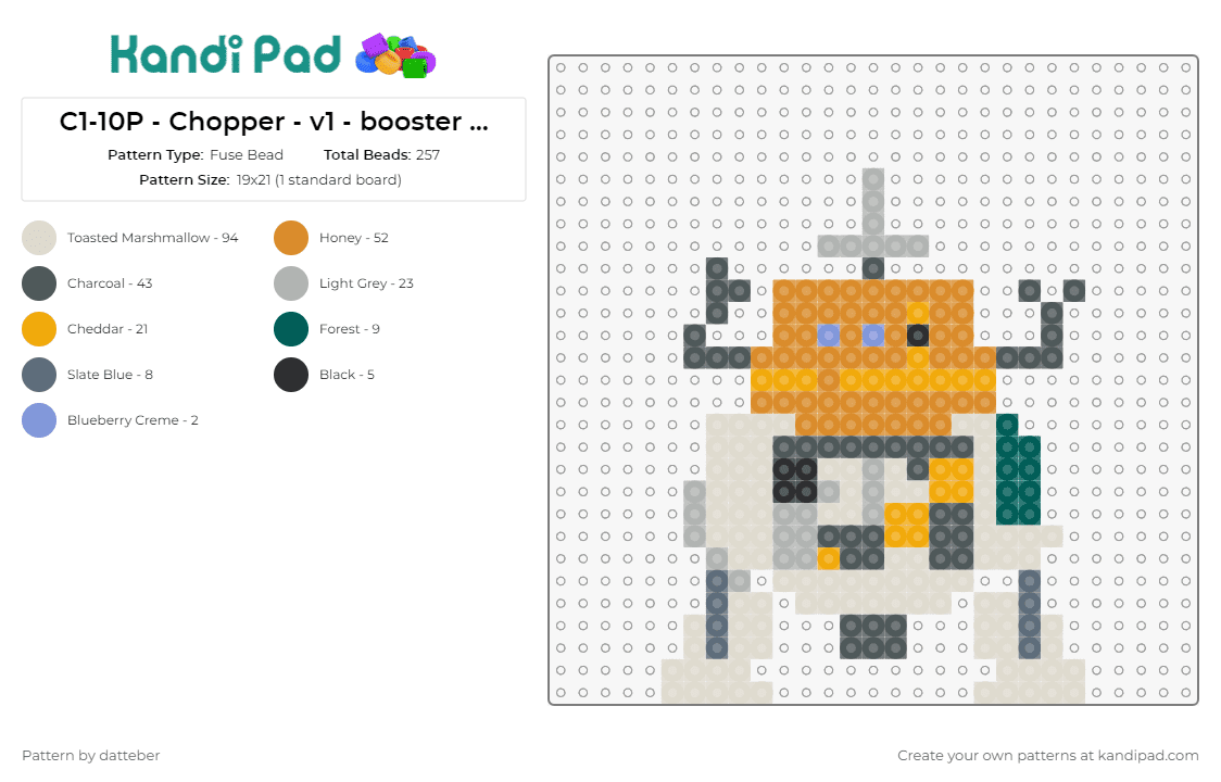 C1-10P - Chopper - v1 - booster 3rd leg (small - 1 panel) - Fuse Bead Pattern by datteber on Kandi Pad - star wars,c110p,chopper,movies,scifi,robots,droids
