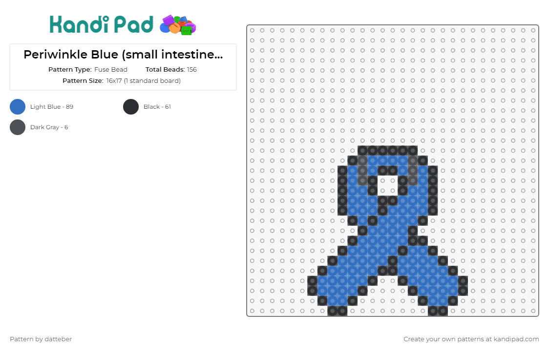 Periwinkle Blue (small intestine)  Cancer Ribbon - one 29x29 board - Fuse Bead Pattern by datteber on Kandi Pad - cancer,ribbon