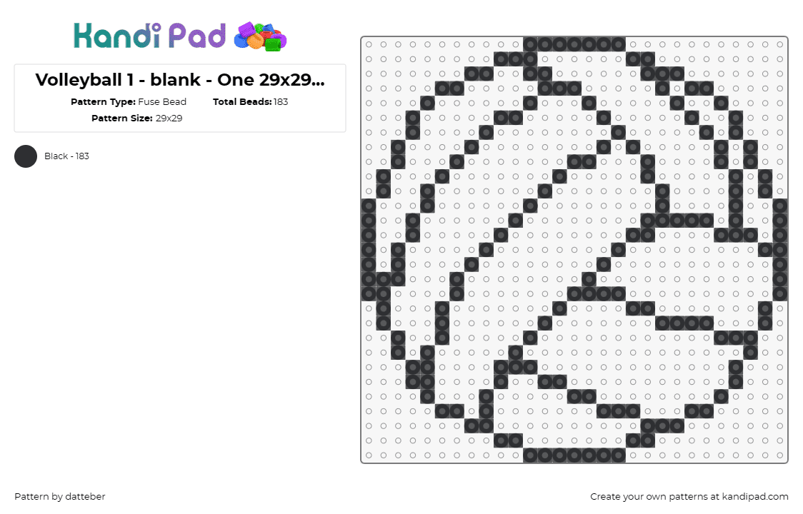 Volleyball 1 - blank - One 29x29 panel - Fuse Bead Pattern by datteber on Kandi Pad - volleyball,sports,ball,template