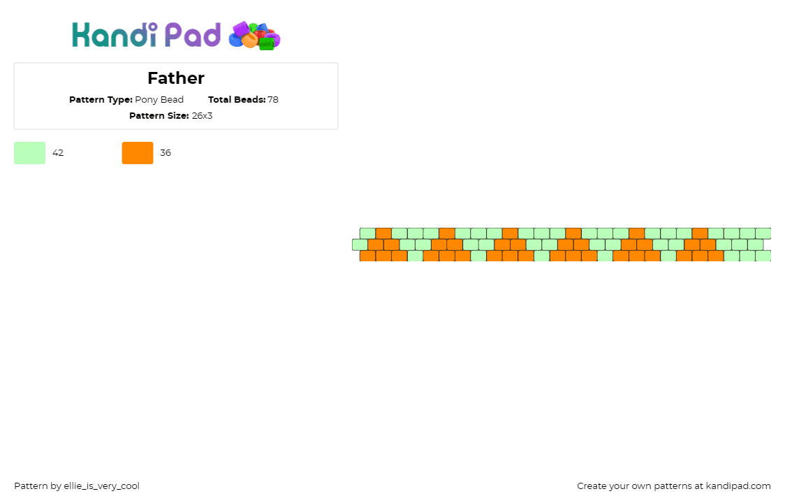 Father - Pony Bead Pattern by ellie_is_very_cool on Kandi Pad - bracelet,cuff,geometric