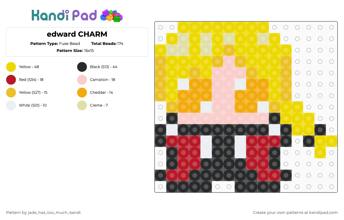 edward CHARM - Fuse Bead Pattern by jade_has_too_much_kandi on Kandi Pad - anime, edward, fullmetal alchemist, yellow
