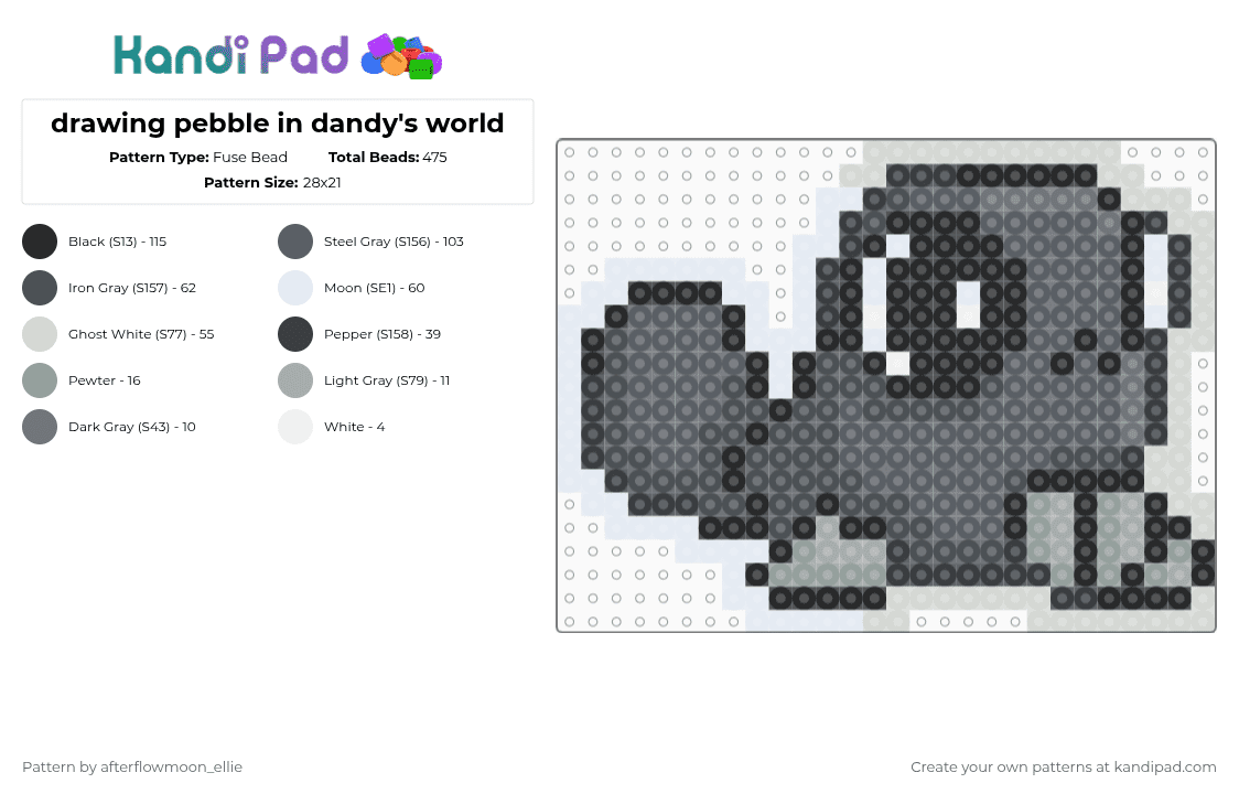 Drawing pebble in dandy's world Fuse Bead Pattern - Kandi Pad | Kandi ...