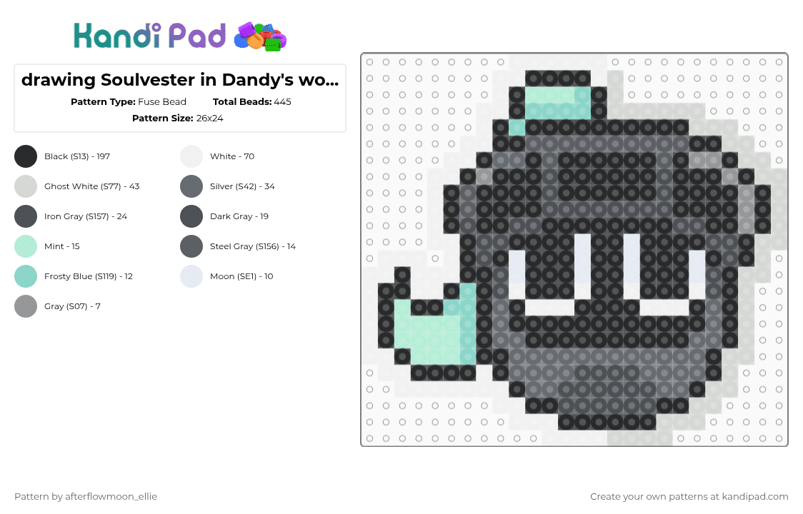 drawing Soulvester in Dandy\'s world! - Fuse Bead Pattern by afterflowmoon_ellie on Kandi Pad - gray