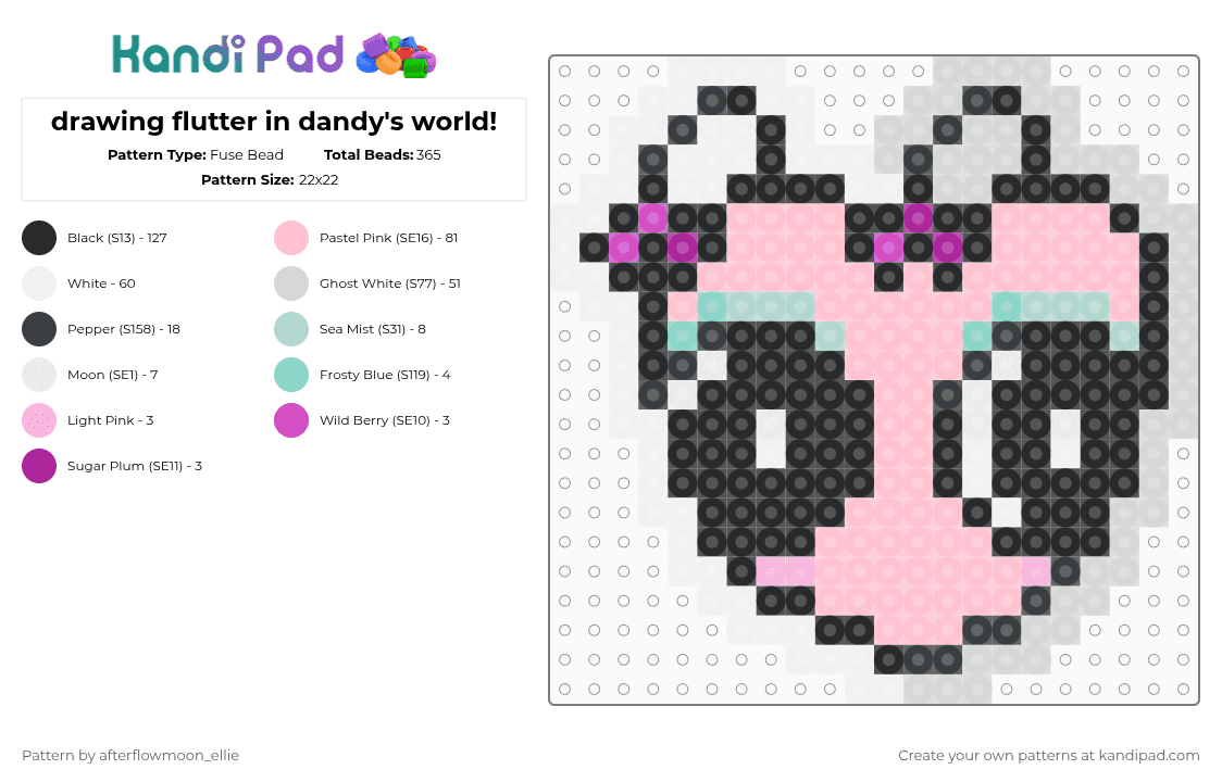 drawing flutter in dandy\'s world! - Fuse Bead Pattern by afterflowmoon_ellie on Kandi Pad - pink