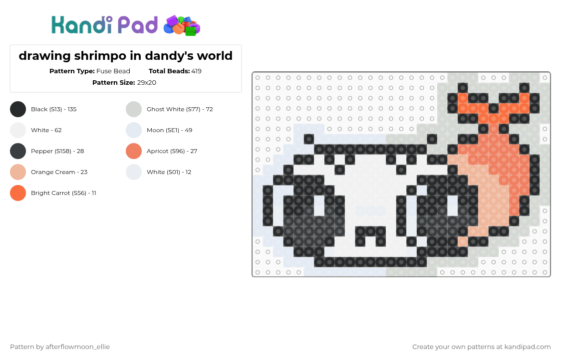 drawing shrimpo in dandy\'s world - Fuse Bead Pattern by afterflowmoon_ellie on Kandi Pad - beige, orange, white