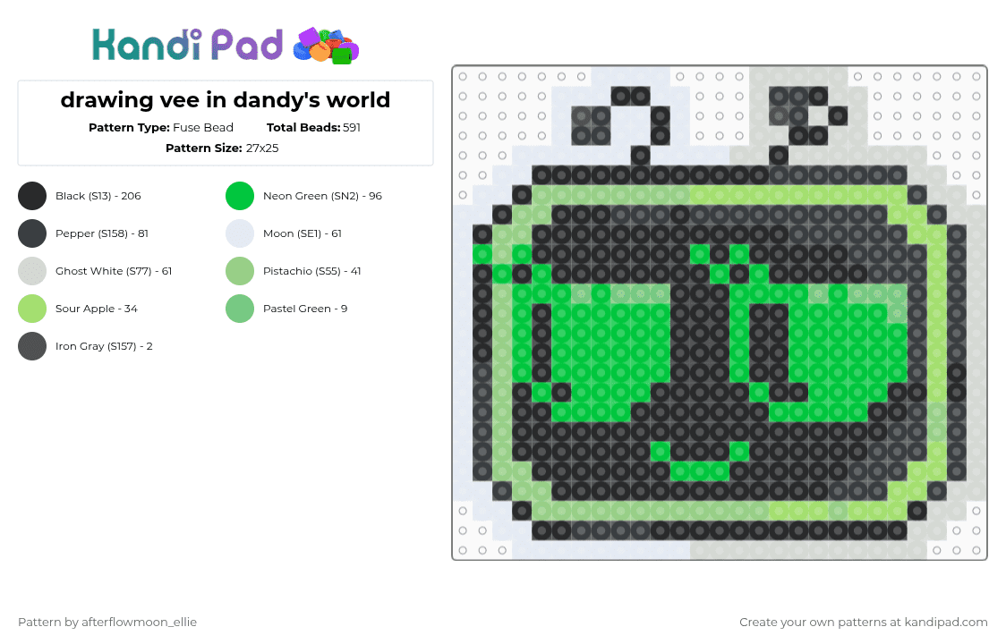 drawing vee in dandy\'s world - Fuse Bead Pattern by afterflowmoon_ellie on Kandi Pad - green
