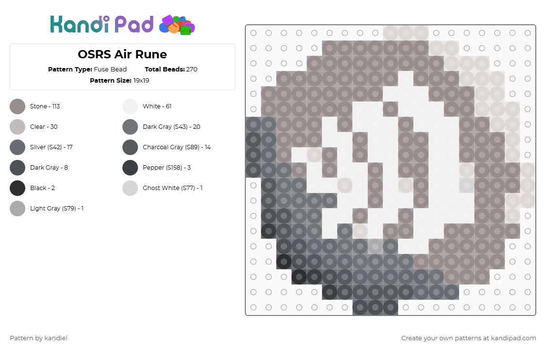 OSRS Air Rune - Fuse Bead Pattern by kandiel on Kandi Pad - gray,osrs,runescape,rune