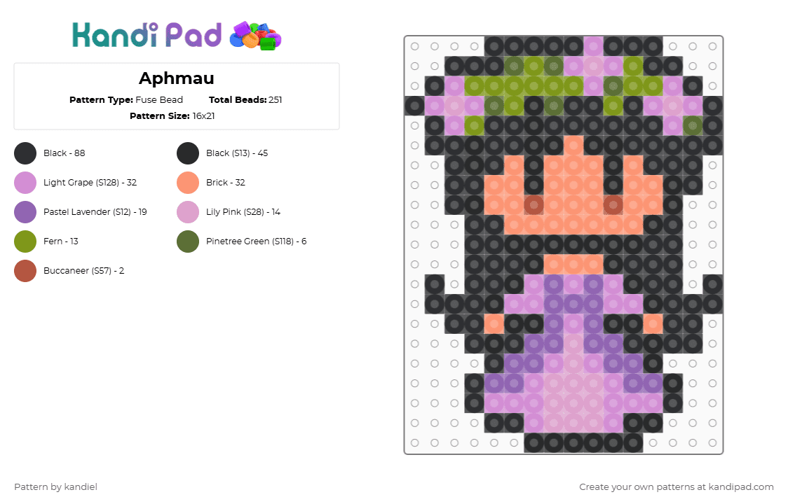 Aphmau - Fuse Bead Pattern by kandiel on Kandi Pad - black,pink,orange