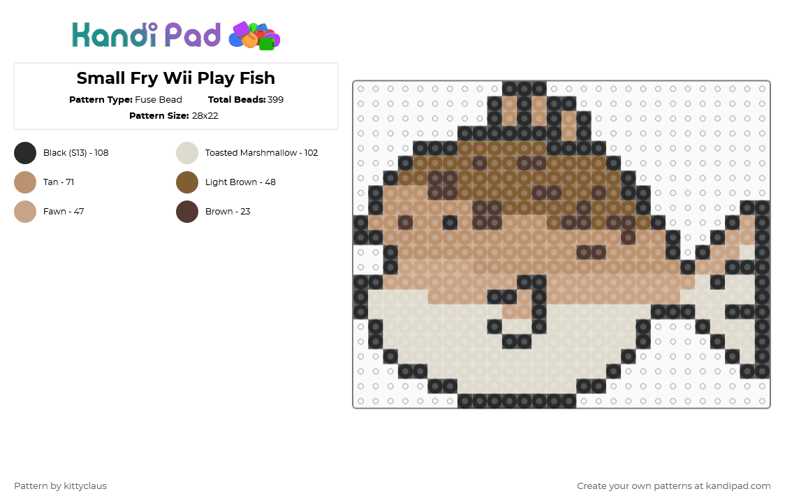 Small Fry Wii Play Fish - Fuse Bead Pattern by kittyclaus on Kandi Pad - beige