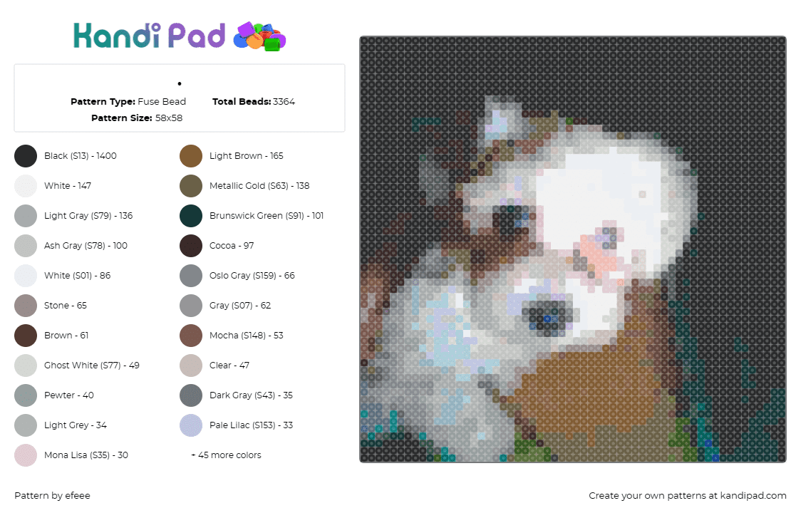 . - Fuse Bead Pattern by efeee on Kandi Pad - dog,puppy,cute,animal,pet,portrait,white,brown,black