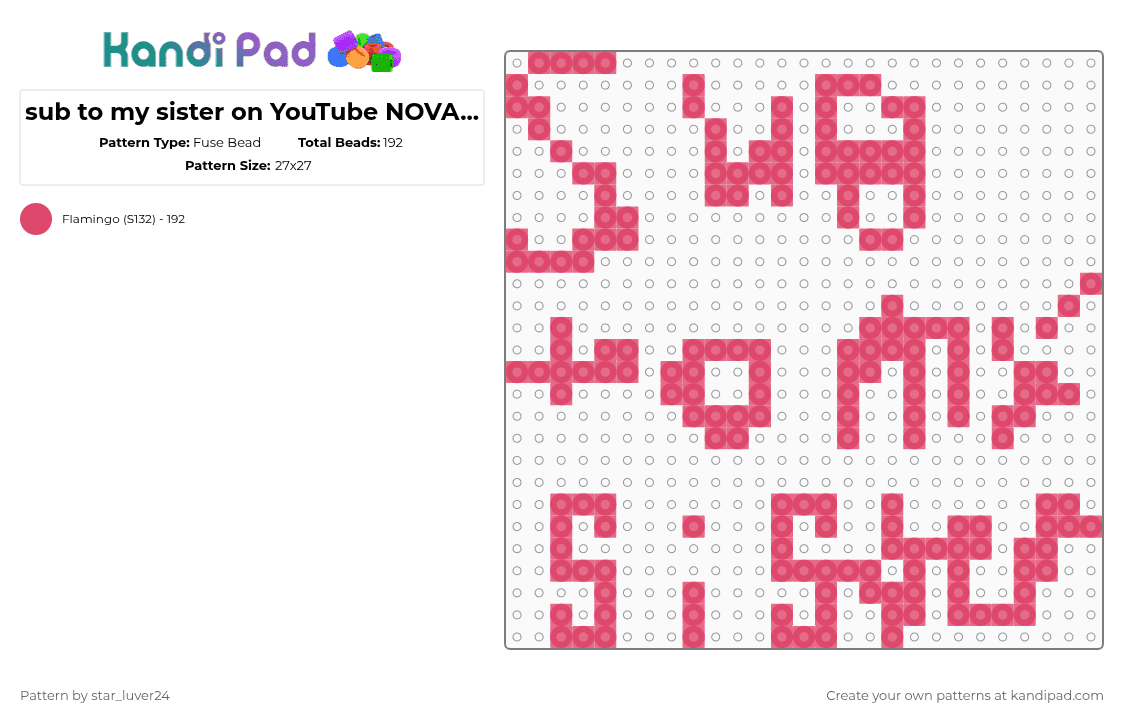 sub to my sister on YouTube NOVA4L1FE that is her account on youtube - Fuse Bead Pattern by deku_lover24 on Kandi Pad - 
