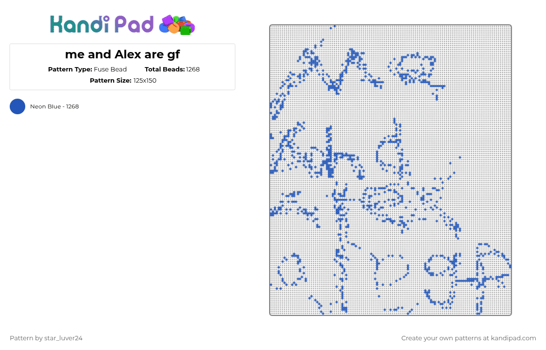me and Alex are gf - Fuse Bead Pattern by deku_lover24 on Kandi Pad - 