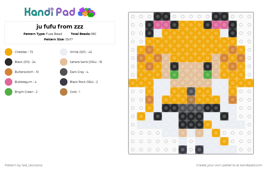 ju fufu from zzz - Fuse Bead Pattern by red_raccoons on Kandi Pad - beige,orange,ju fufu,zzz,zenless,hoyoverse