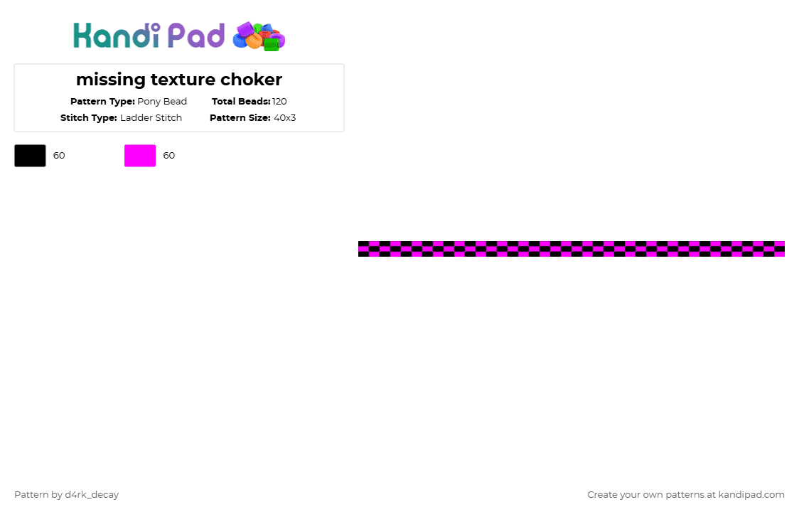 missing texture choker - Pony Bead Pattern by stadic_hav0c on Kandi Pad - black,pink,missing,error
