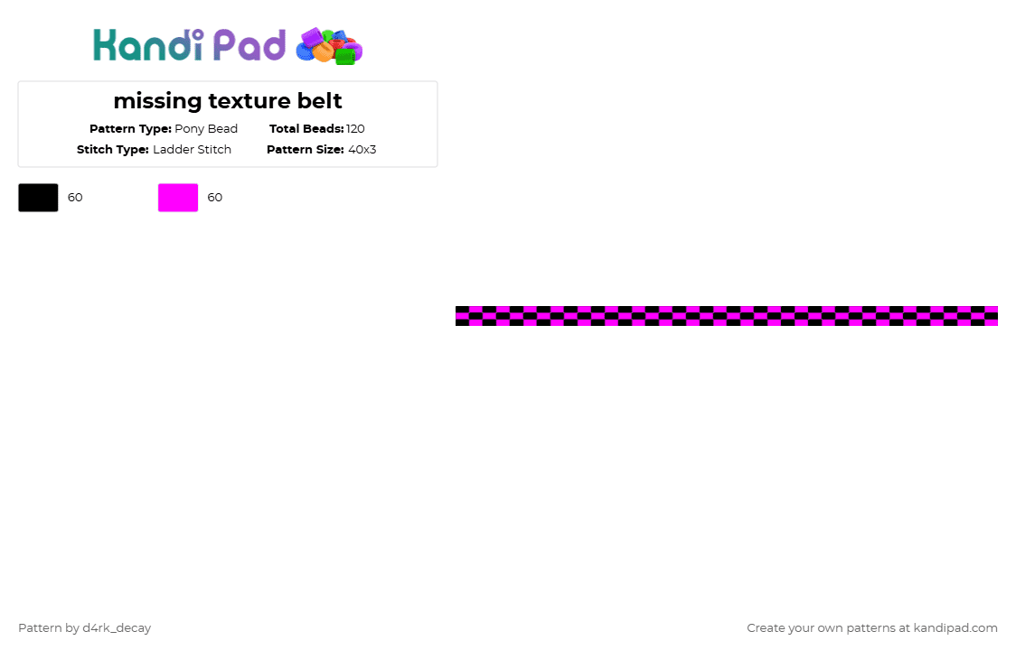 missing texture belt - Pony Bead Pattern by stadic_hav0c on Kandi Pad - black,pink
