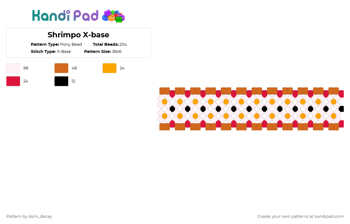 Shrimpo X-base - Pony Bead Pattern by stadic_hav0c on Kandi Pad - orange,dandy,shrimpo,dw,dandys world