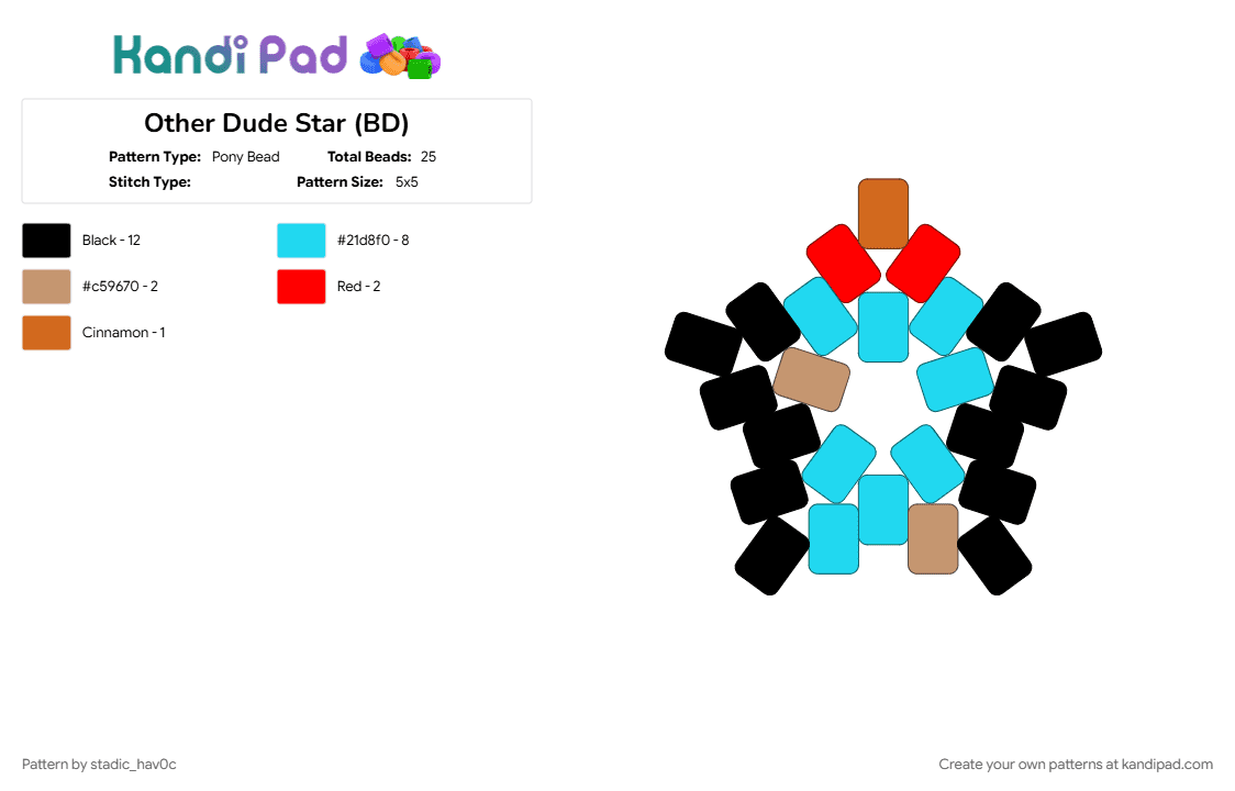 Other Dude Star (BD) - Pony Bead Pattern by stadic_hav0c on Kandi Pad - brain damage, light blue, other dude, other postal dude, postal, postal brain damage, postal dude, postal other dude