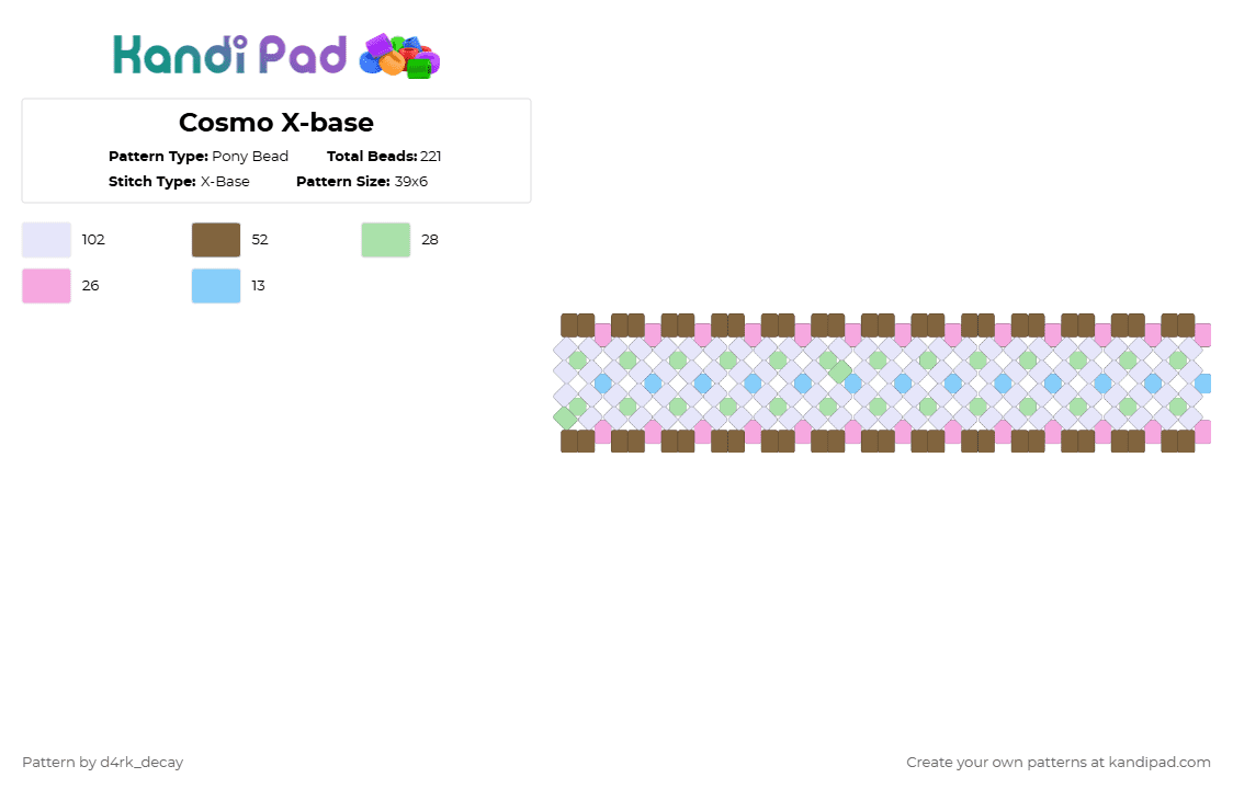 Cosmo X-base - Pony Bead Pattern by stadic_hav0c on Kandi Pad - white,teal,tan,dandy,dw,dandys world,cosmo,fruit cake