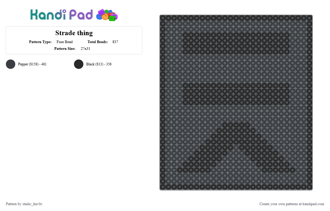 Strade thing - Fuse Bead Pattern by stadic_hav0c on Kandi Pad - black,strade,btd,cosplay