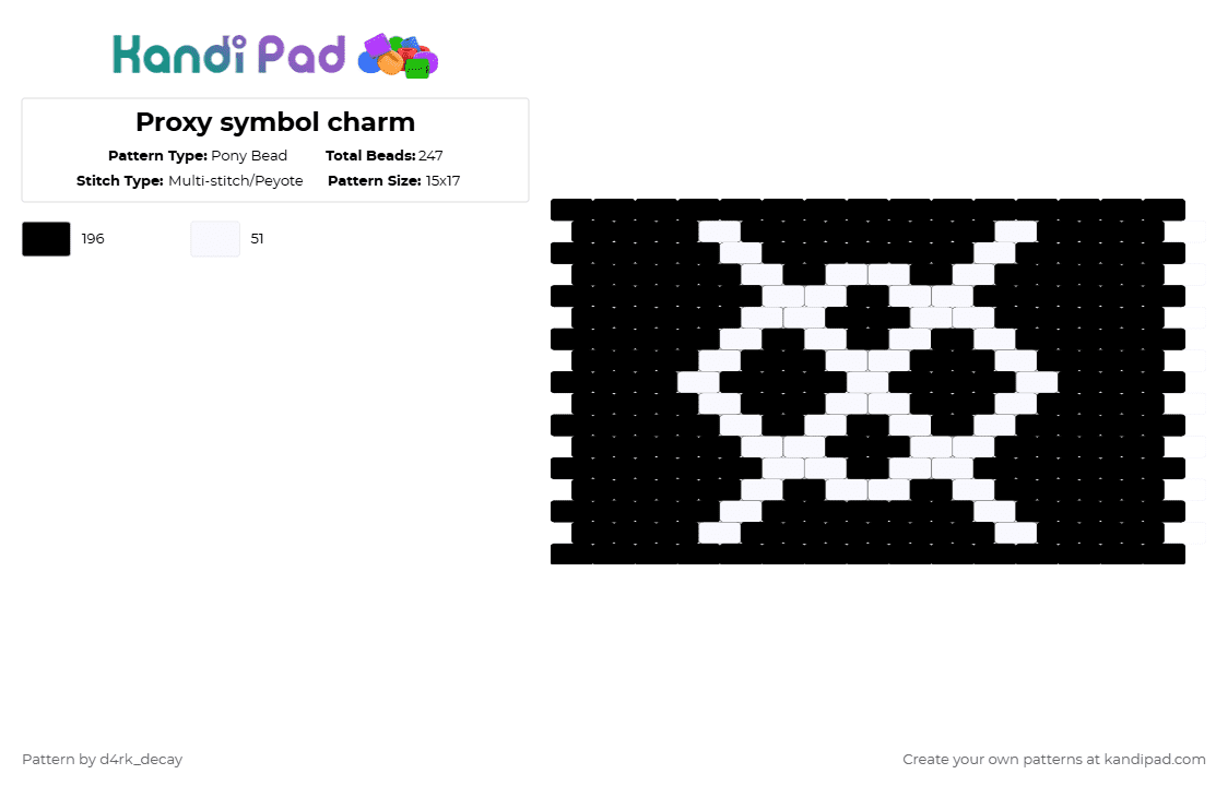 Proxy symbol charm - Pony Bead Pattern by stadic_hav0c on Kandi Pad - black,creepypasta,proxy,slenderman,charm,crp