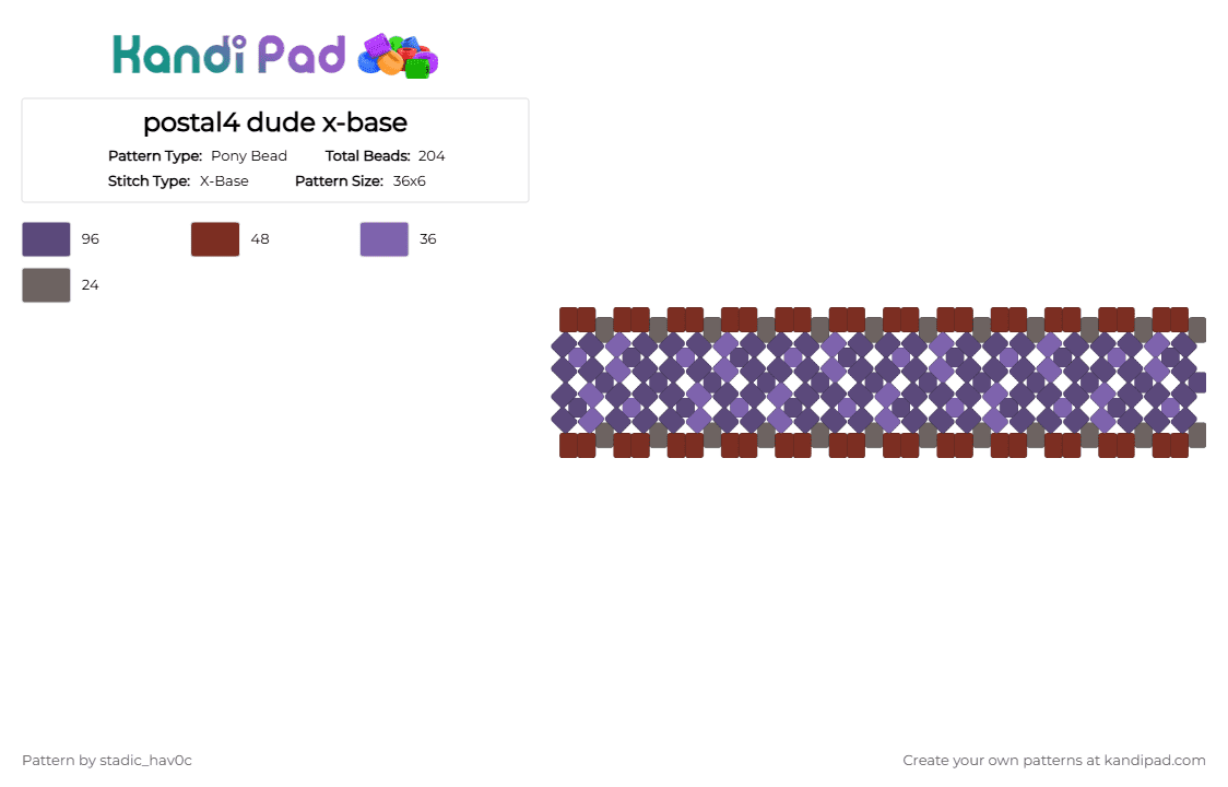 postal4 dude x-base - Pony Bead Pattern by stadic_hav0c on Kandi Pad - purple,postal,postal 4,p4,postal4 dude,postal dude,postal4