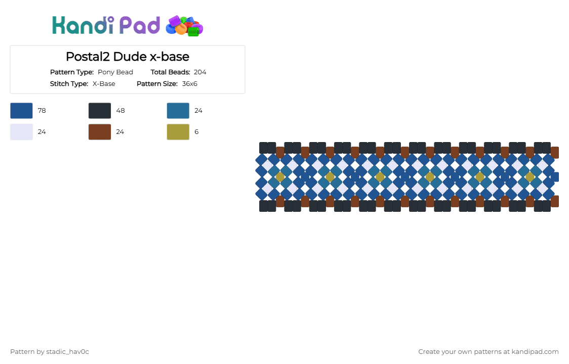 Postal2 Dude x-base - Pony Bead Pattern by stadic_hav0c on Kandi Pad - blue,postal,postal dude,postal two,p2,postal 2,p2 dude,postal2,postal2 dude