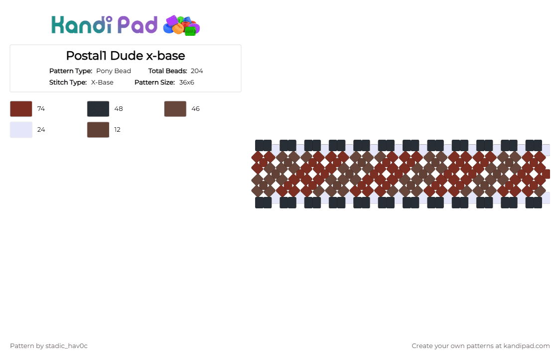 Postal1 Dude x-base - Pony Bead Pattern by stadic_hav0c on Kandi Pad - brown,postal,postal 1,p1,p1 dude,postal dude,postal1 dude,postal1