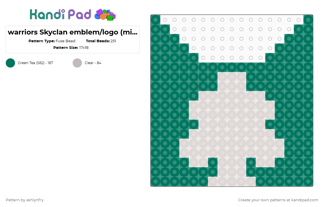 warriors Skyclan emblem/logo (mini perler) - Fuse Bead Pattern by ashlynfry on Kandi Pad - teal,beige,warriors,warrior cats,skyclan,sky clan,clan,cat,cats,sky