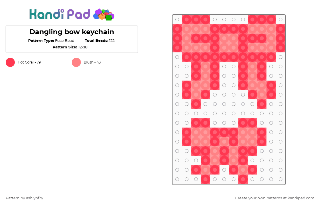 Dangling bow keychain - Fuse Bead Pattern by ashlynfry on Kandi Pad - red,bow,cute,preppy,dangle,dangler,pretty