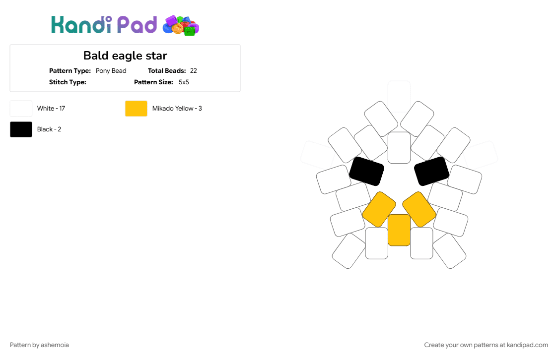 Bald eagle star - Pony Bead Pattern by ashemoia on Kandi Pad - cotdbirdsofprey, white