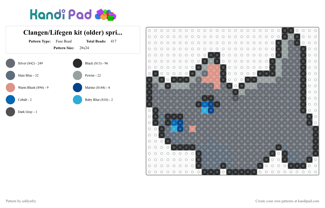 Clangen/Lifegen kit (older) sprite #1 - Fuse Bead Pattern by ashlynfry on Kandi Pad - gray,warriors,cat,clangen,lifegen,animal,kitten,wild