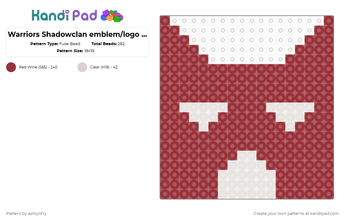 Warrior cats Shadowclan emblem/logo (mini perler) - Fuse Bead Pattern by ashlynfry on Kandi Pad - red,shadowclan,shadow clan,warriors,warriorcats,emblem,logo,cat,clan