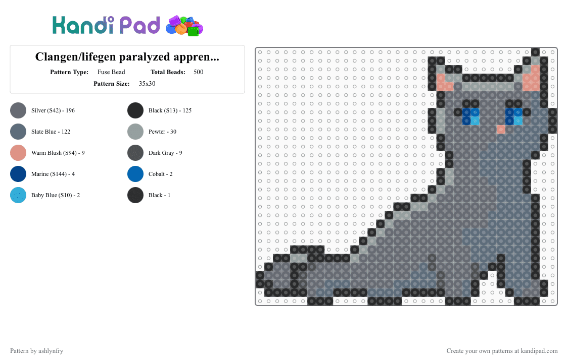 Clangen/lifegen paralyzed apprentice sprite #17 - Fuse Bead Pattern by ashlynfry on Kandi Pad - gray,warriors,cat,clangen,lifegen,animal,paralyzed,disability,wild