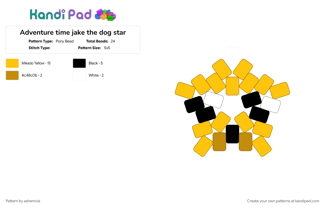 Adventure time jake the dog star - Pony Bead Pattern by ashemoia on Kandi Pad - 