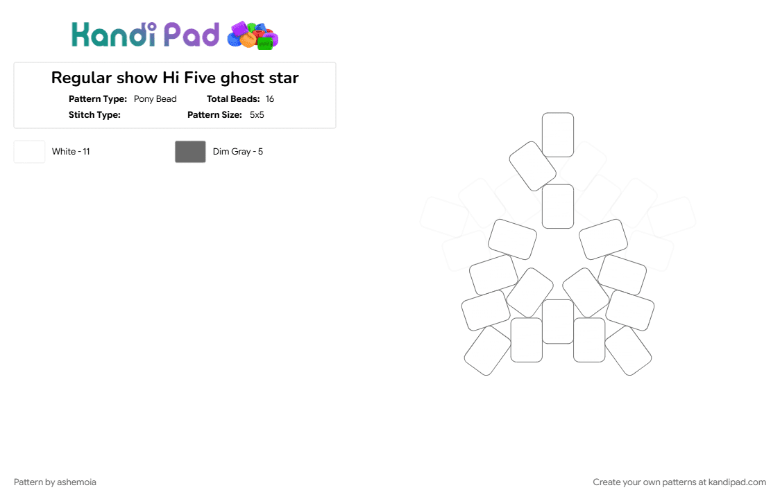 Regular show Hi Five ghost star - Pony Bead Pattern by ashemoia on Kandi Pad - 