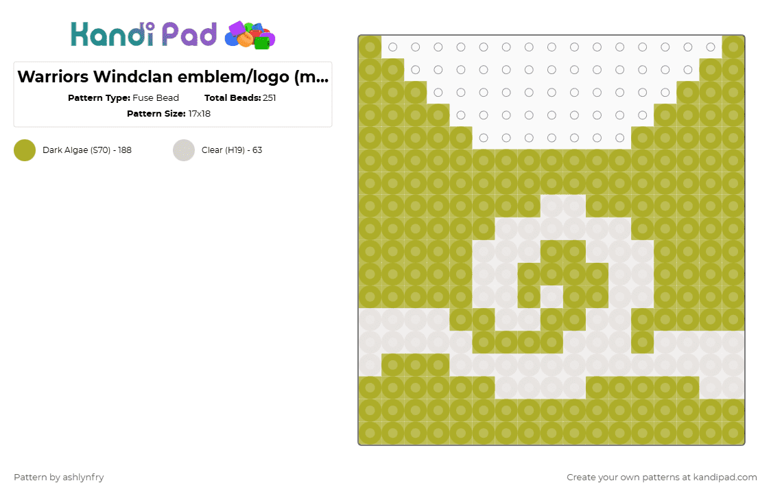 Warriors Windclan emblem/logo (mini perler) - Fuse Bead Pattern by ashlynfry on Kandi Pad - green,warriors,warrior cats,windclan,wind clan,wind,clan,cat,cats
