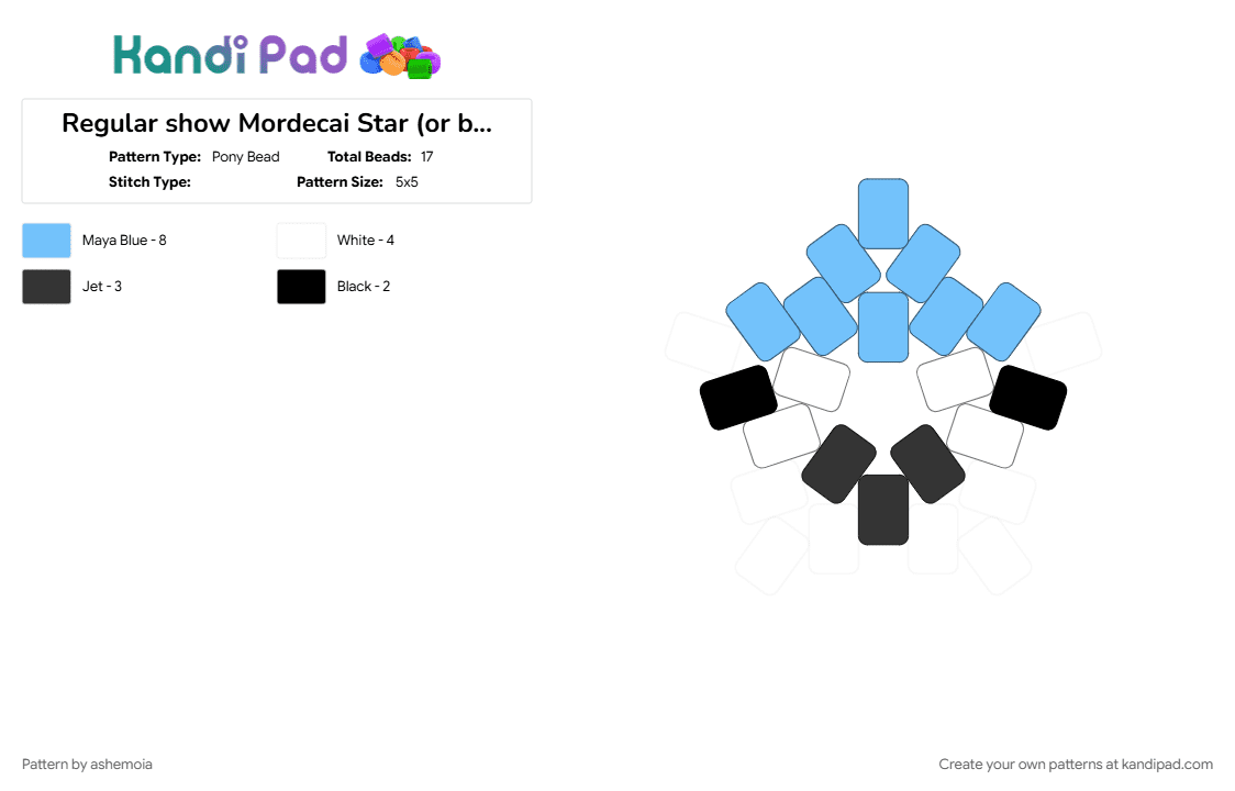 Regular show Mordecai Star (or bluejay star) - Pony Bead Pattern by ashemoia on Kandi Pad - 